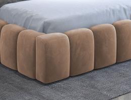 Cama Tapizada con arcon LED - Lamica, Marrón claro