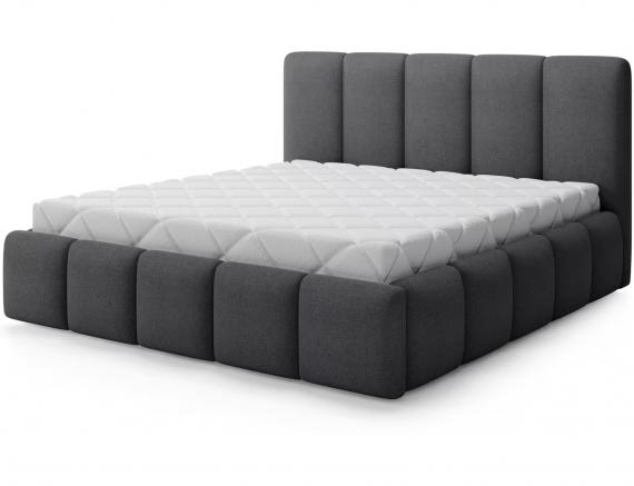 Foto Cama con somier de madera, sistema elevador de gas y arcón de almacenamiento EDVIGE Gris
