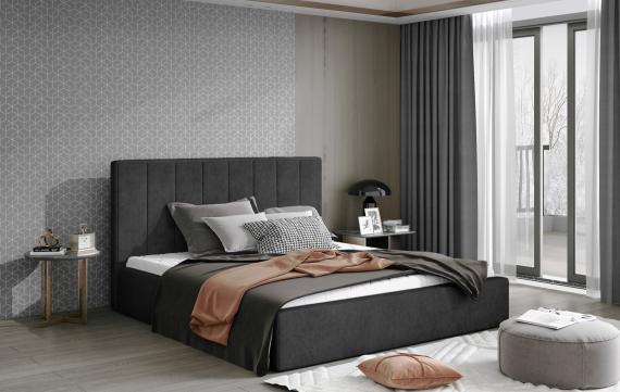 Foto Cama Tapizada Con Contenedor 140/160/180/200 x 200cm - Audrey, Gris oscuro