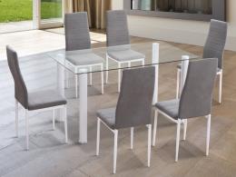 CONJUNTO MESA YURI BLANCA + 6 SILLAS BLANCAS