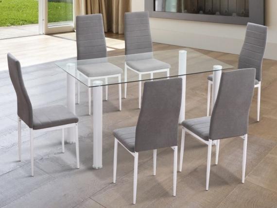 Foto CONJUNTO MESA YURI BLANCA + 6 SILLAS YURI BLANCAS