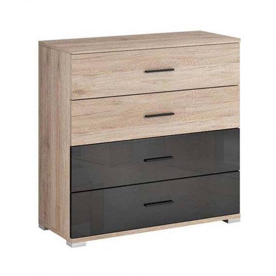 Photo Dresser 4 drawers - BARI, Black + Oak