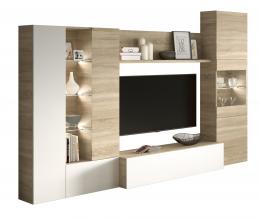 Consists of a low TV unit 260 cm REF: 016642F - Disegno, glossy white - Canadian oak