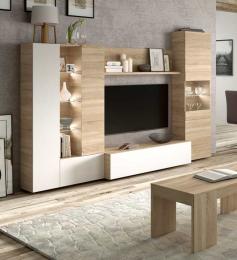 Consists of a low TV unit 260 cm REF: 016642F - Disegno, glossy white - Canadian oak