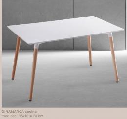 CONJUNTO MESA COCINA DINAMARCA+4 SILLAS FINA BLANCAS
