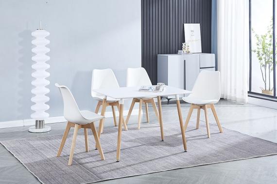 Foto CONJUNTO MESA COCINA DINAMARCA+4 SILLAS FINA BLANCAS