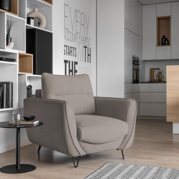 Foto CONJUNTO DE SOFÁ CAMA 3 PLAZAS I SILLÓN I PUFF I PATAS ALTAS SILVA BEIGE