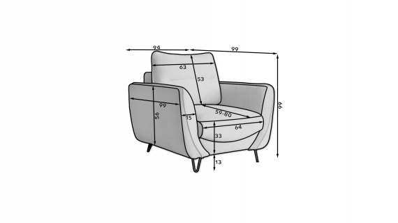 Foto CONJUNTO DE SOFÁ CAMA 3 PLAZAS I SILLÓN I PUFF I PATAS ALTAS SILVA GRIS