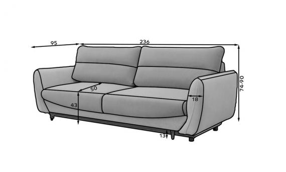 Foto CONJUNTO DE SOFÁ CAMA 3 PLAZAS I SILLÓN I PUFF I PATAS ALTAS SILVA GRIS