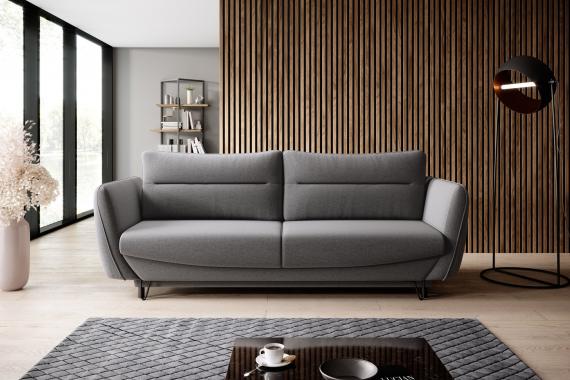 Foto CONJUNTO DE SOFÁ CAMA 3 PLAZAS I SILLÓN I PUFF I PATAS ALTAS SILVA GRIS OSCURO