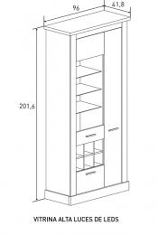 Living room set: large TV stand, display cabinet with LED and shelf, wood-effect, 276 cm – Chellen