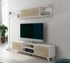 Photo Modern living room set, angled legs, 180 cm – Soto, white - oak