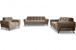 CONJUNTO 3+2+1: SOFÁ TRES PLAZAS I DOS SILLON PATAS ALTAS VOLARE CAPUCHINO