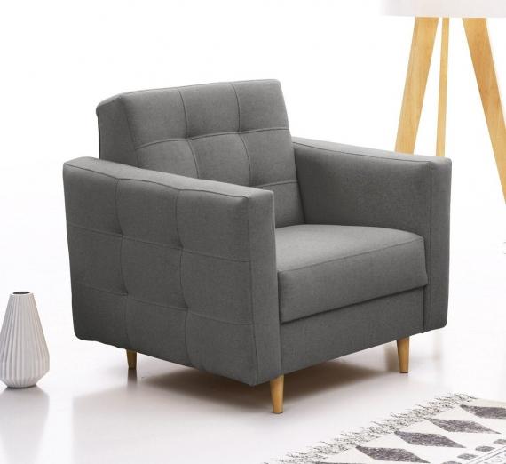 Photo Scandinavian-style set with a sofa bed and an armchair – GODIVO, Dark gray, 210cm