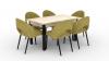 Foto CONJUNTO MESA DE COMEDOR EXTENSIBLE 140/180 6 SILLAS RODOS 82 ROBLE/MOSTAZA