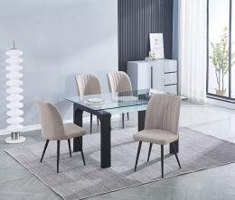 CONJUNTO MESA SENSEI NEGRA + 4 SILLAS RORY BEIG
