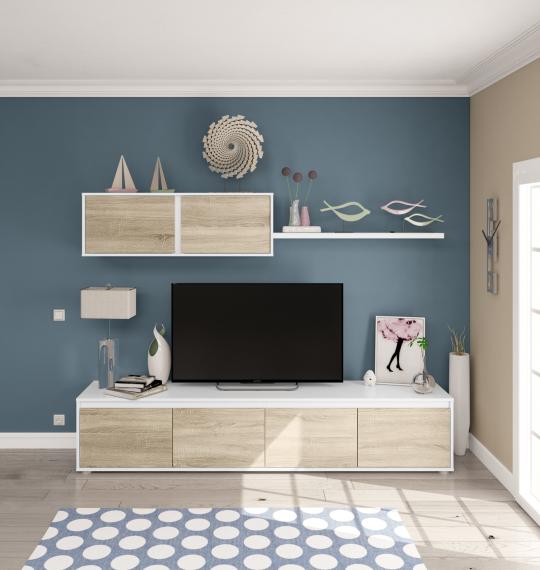 Фото Комплект для гостиной REF: 0F6663A - TV Home, белый Artik - канадский дуб
