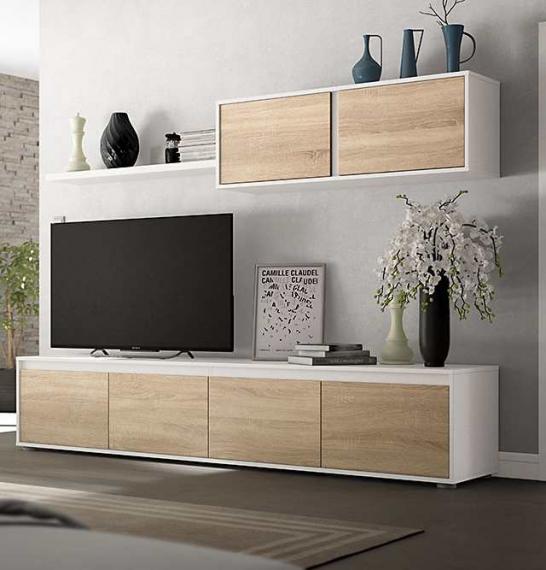 Фото Комплект для гостиной REF: 0F6663A - TV Home, белый Artik - канадский дуб