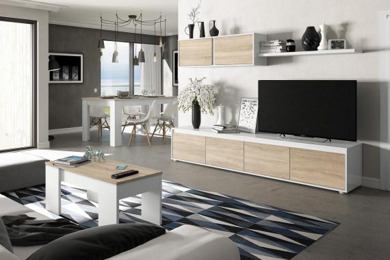 Фото Комплект для гостиной REF: 0F6663A - TV Home, белый Artik - канадский дуб