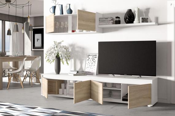 Фото Комплект для гостиной REF: 0F6663A - TV Home, белый Artik - канадский дуб