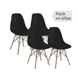 JUEGO DE 4 SILLAS PATAS MADERA MOD.DINAMARCA NEGRO