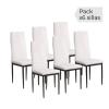 Photo 6 metal chairs upholstered in faux leather – Emi, white