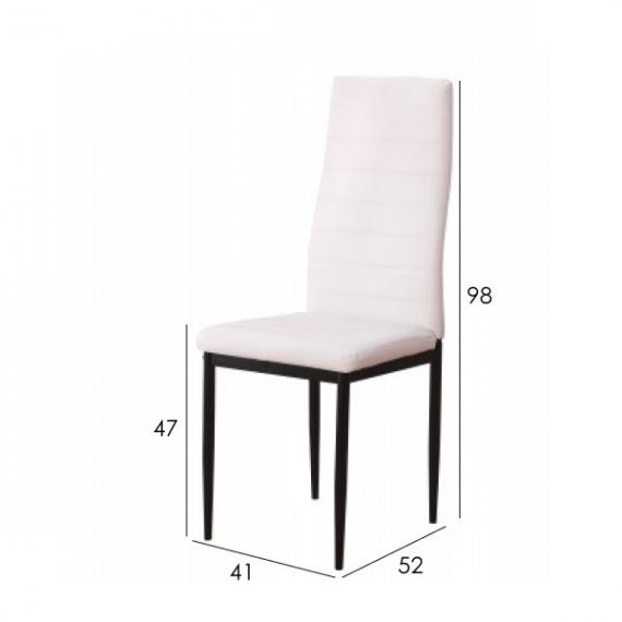 Photo 6 metal chairs upholstered in faux leather – Emi, white