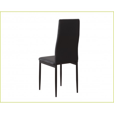 Photo 6 metal chairs upholstered in faux leather – Emi, black