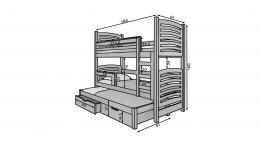 Litera triple 3 x 81 188 cm - 2 cajones tres colchones Soria