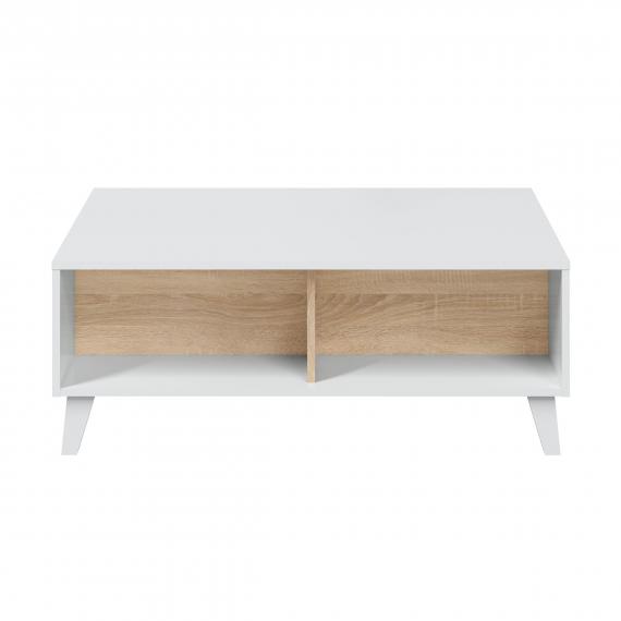 Foto MESA CENTRO ELEVABLE REF: 0F6633BO STYLUS PLUS BLANCO BRILLO/ROBLE CANADIAN