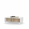 Foto MESA CENTRO ELEVABLE REF: 0F6633BO STYLUS PLUS BLANCO BRILLO/ROBLE CANADIAN