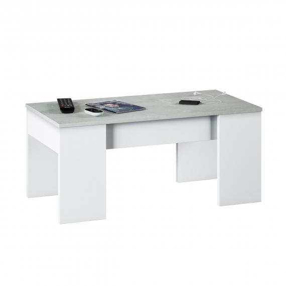 Foto MESA CENTRO ELEVABLE REF: 0L1640A FLOW BLANCO ARTIK/CEMENTO