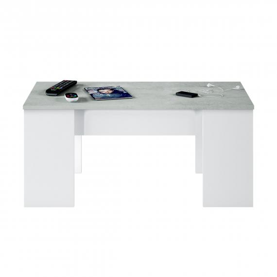 Foto MESA CENTRO ELEVABLE REF: 0L1640A FLOW BLANCO ARTIK/CEMENTO