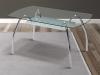Photo Dining table with glass top, curved metal legs 150 x 90 cm – San