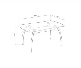 Dining table with glass top, curved metal legs 150 x 90 cm – San