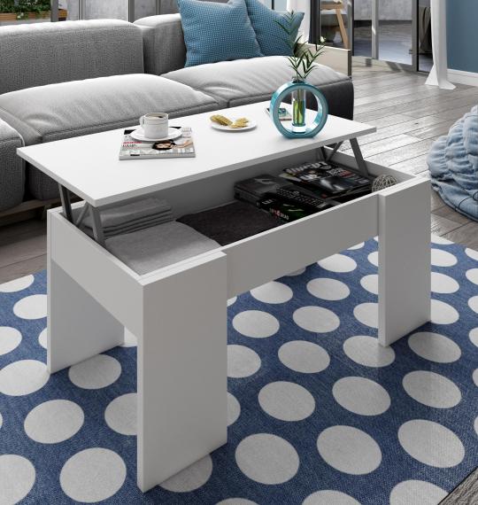 Foto MESA CENTRO ELEVABLE REF: 001637BO FLOW BLANCO BRILLO