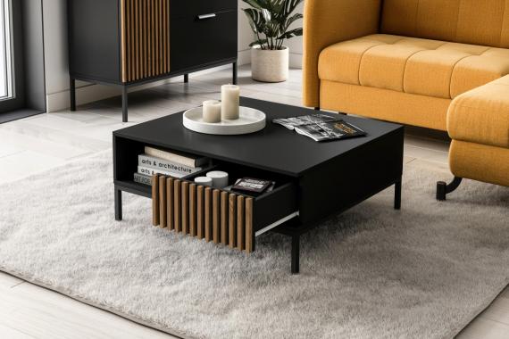 Foto MESA DE CENTRO MEORATI NEGRO MATE/ROBLE