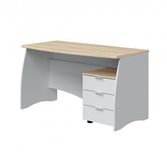 Foto Mesa de despacho con cajonera REF: 0F4625A - ARGON, blanco artik - roble canadian
