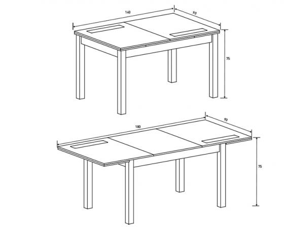 Photo Extendable rectangular table 140–180 x 90 cm with 2 decorative glass panels - Lara, white