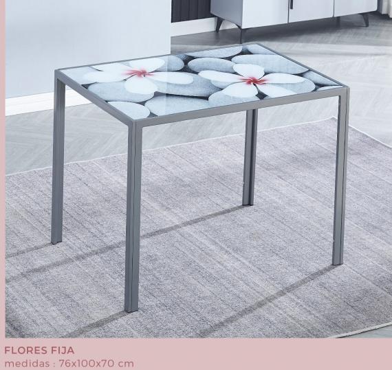 Foto MESA COCINA FIJA T/IMPRESA MOD.FLORES GRIS
