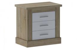 MESITA DE NOCHE 3 CAJONES MOD.CHELLEN CAMBRIA-BLANCO