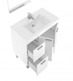 Bathroom cabinet with 2 drawers and 2 doors + mirror REF: 305450BO - Aktiva, glossy white
