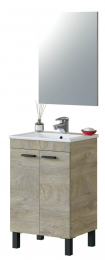 Bathroom cabinet with 2 doors and 4 legs + mirror REF: 305210C - ESSENS, Alaska oak