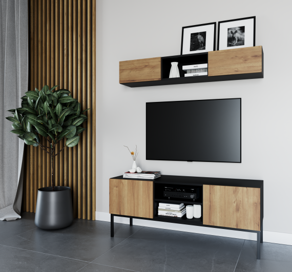 Photo TV unit - Lanzzi, Natural oak/Black