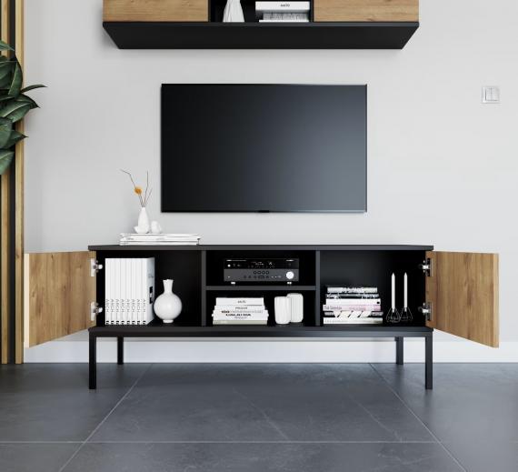 Photo TV unit - Lanzzi, Natural oak/Black