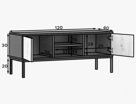 Photo TV unit - Lanzzi, Natural oak/Black
