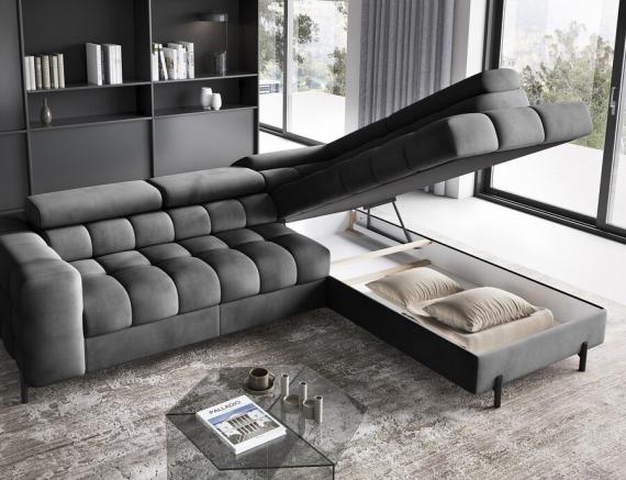 Foto SOFÁ CAMA CON ARCÓN I PATAS ALTAS 276 CM X 200 CM FERUCHE GRIS OSCURO