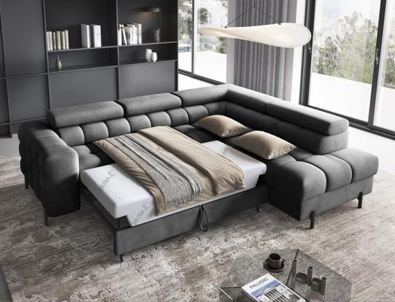Foto SOFÁ CAMA CON ARCÓN I PATAS ALTAS 276 CM X 200 CM FERUCHE GRIS OSCURO
