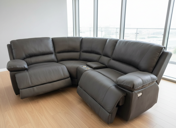 Photo Reversible Corner Sofa 215x250 - Dual Motor, Console and USB-C Soho Grey