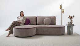 Sofá cama chaise longue de tejido bouclé beige - PEDRO